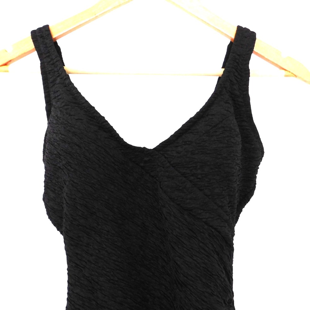 Penbrooke Krinkle Size 8 Black Faux Wrap One-Piece Swimsuit - Picture 2 of 5